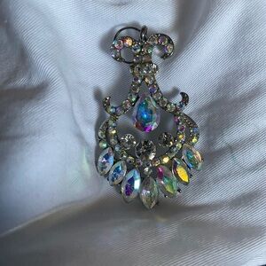 Vintage Dazzling Silver and Iridescent Crystal charm